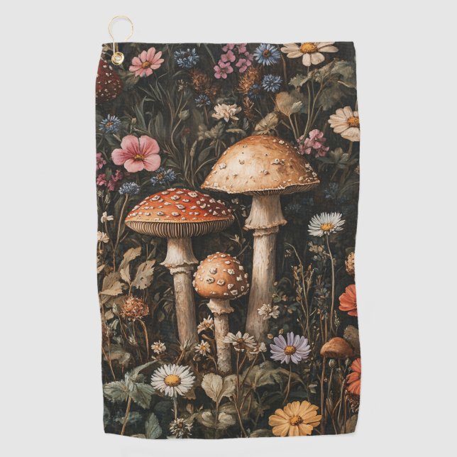 Serviette De Golf Champignons Whimsical et Botanique Fleur sauvage (Devant)