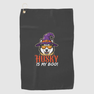 Serviette De Golf Chapeau De Sorcière De Mon Boo Husky D'Halloween