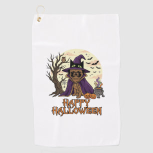 Serviette De Golf Chapeau de sorcière Pug Halloween joyeux Chaudron