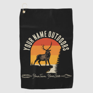 Serviette De Golf Chasse ADD NOM Extérieur Cerf Wapiti Campagne en p