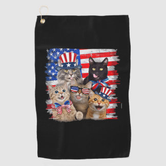 Serviette De Golf Chat 4 juillet Liberté Drapeau Américain Lunettes