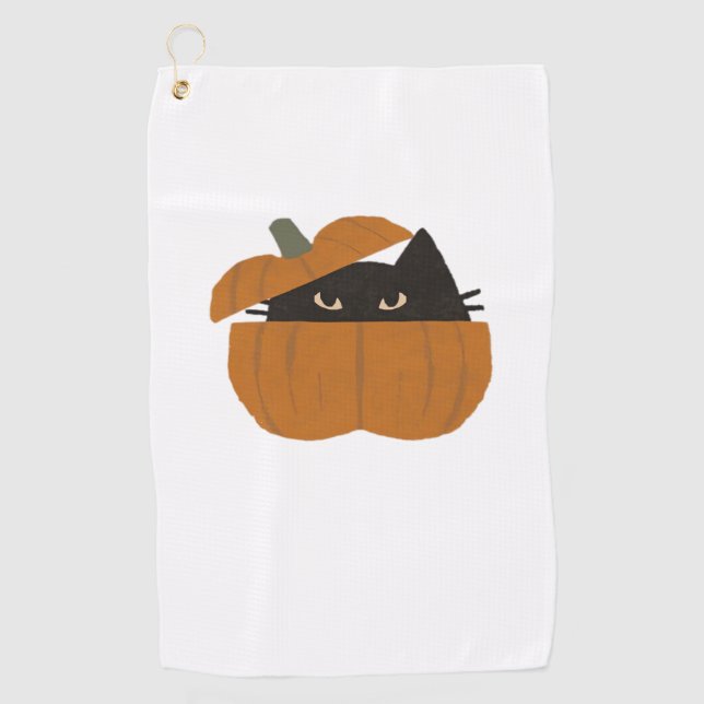 Serviette De Golf Chat citrouille Classique T-Shirt_1 (Devant)