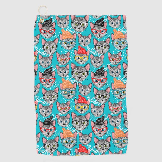 Serviette De Golf Chat dans le casquette (Devant)