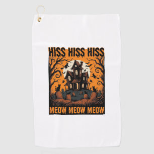 Serviette De Golf Chat d'Halloween Miaou Maison de Sorcière Vintage