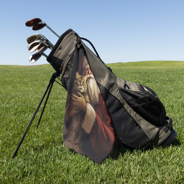 Serviette De Golf Chat du Bengale avec Noël du Père Noël (Vert)