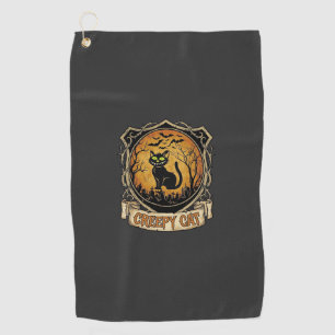 Serviette De Golf Chat effrayant Halloween Chauve-souris de cimetièr