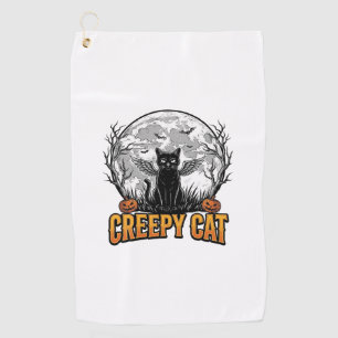 Serviette De Golf Chat effrayant Halloween Dessin de gravure vintage