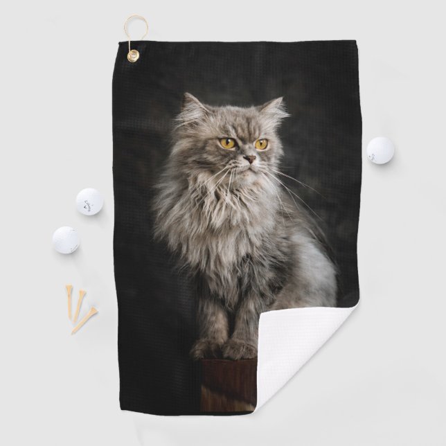 Serviette De Golf Chat gris duveteux  (En situation)
