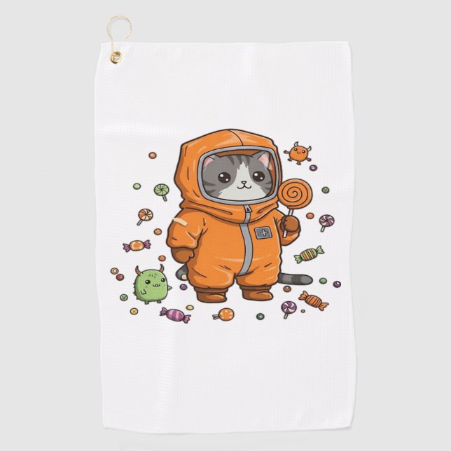 Serviette De Golf Chat Hazmat Chat Halloween Candy Monster Amusants  (Devant)