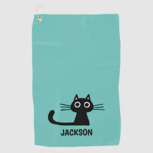 Serviette De Golf Chat Kitty Noir mignon Cool Kitten Personnalisé