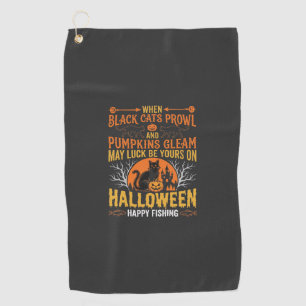 Serviette De Golf Chat noir de citrouille d'Halloween Conception de