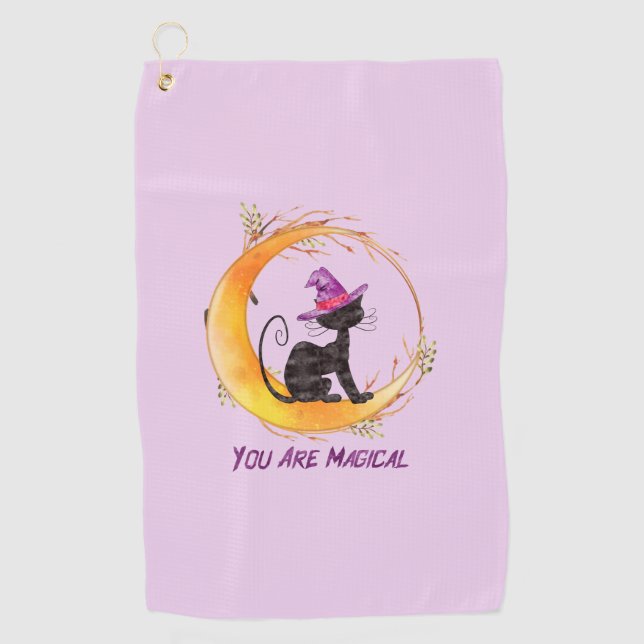 Serviette De Golf Chat noir - Vous êtes magique (Devant)