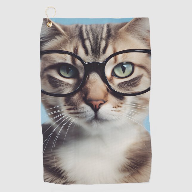 Serviette De Golf Chat Portant des lunettes (Devant)