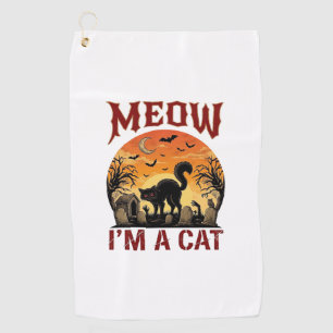 Serviette De Golf Chat qui miaule Halloween noir cimetière_1