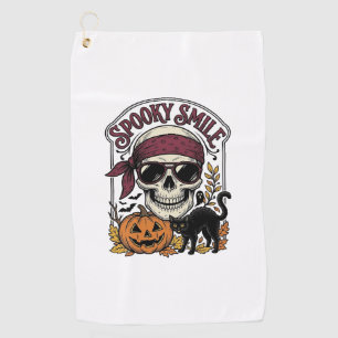 Serviette De Golf Chat squelette Halloween Graphique de citrouille v
