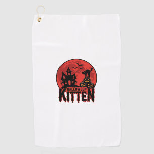 Serviette De Golf Chaton d'Halloween Maison Hantée Chat Graphique_1
