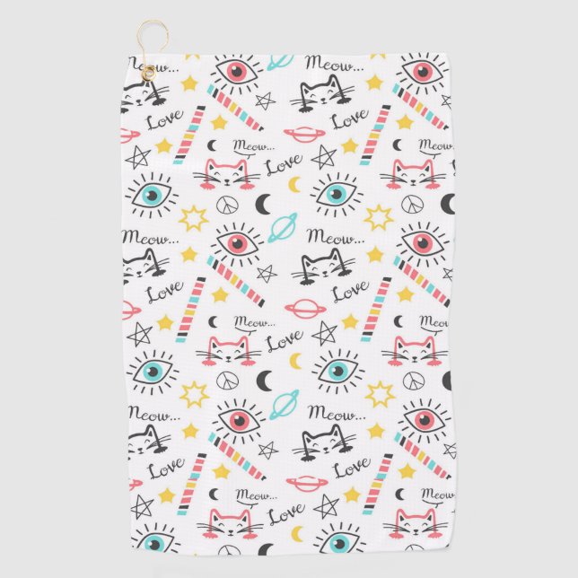 Serviette De Golf Chats de Sketchy (Devant)