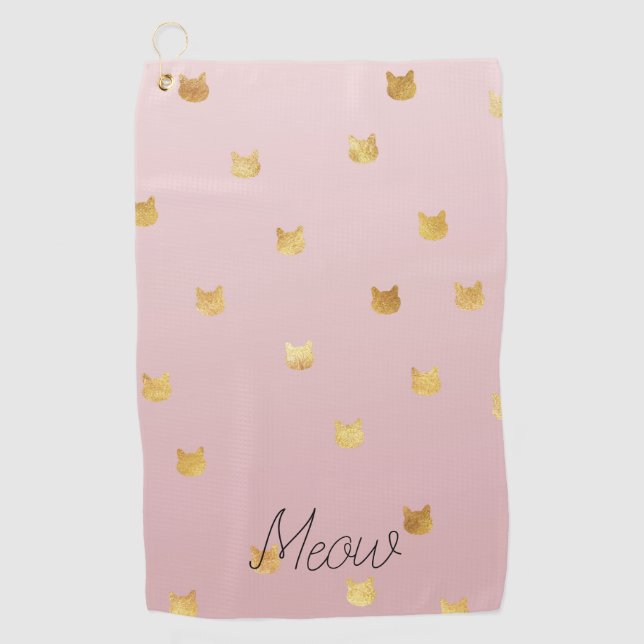 Serviette De Golf Chats en or Blush Rose Ombre (Devant)