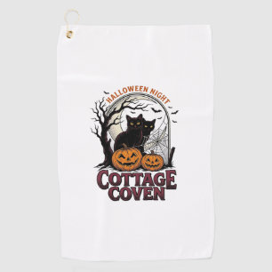 Serviette De Golf Chats noirs d'Halloween Art de citrouille de coven