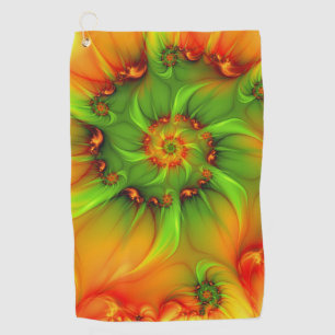 Serviette De Golf Chaud Été Vert Orange Abstrait coloré Fractal
