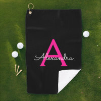 Chaud rose noir Script Girl Nom du monogramme