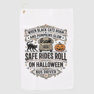 Serviette De Golf Chauffeur de Bus Halloween Gravure Vintage Épouvan