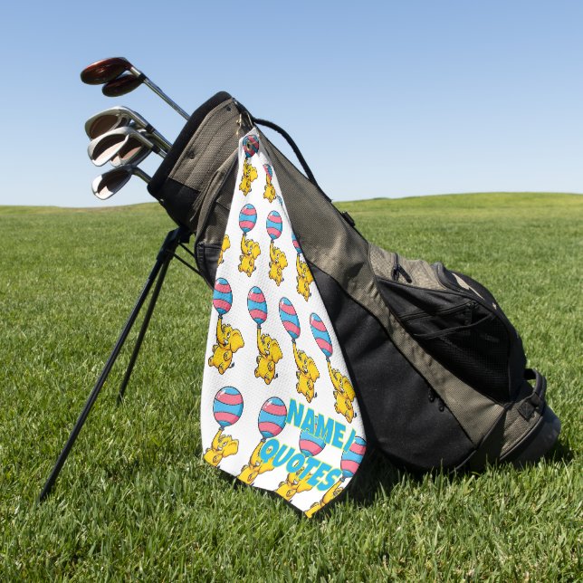 Serviette De Golf Cheerful Baby Elephant Hot Air Balloon (Vert)