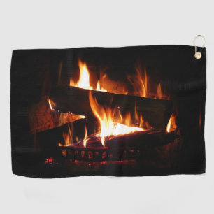 Serviette De Golf Cheminée Chaleureuse Photographie de scène hiverna