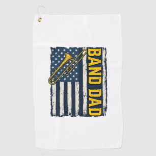 Serviette De Golf Chemise Band Dad Trombone Drapeau Américain Vintag