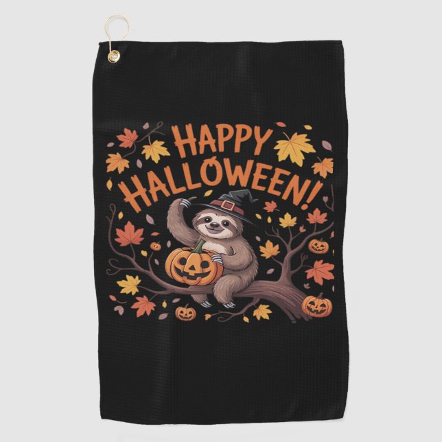 Serviette De Golf Chemise classique de la journée d'Halloween Sloth (Devant)