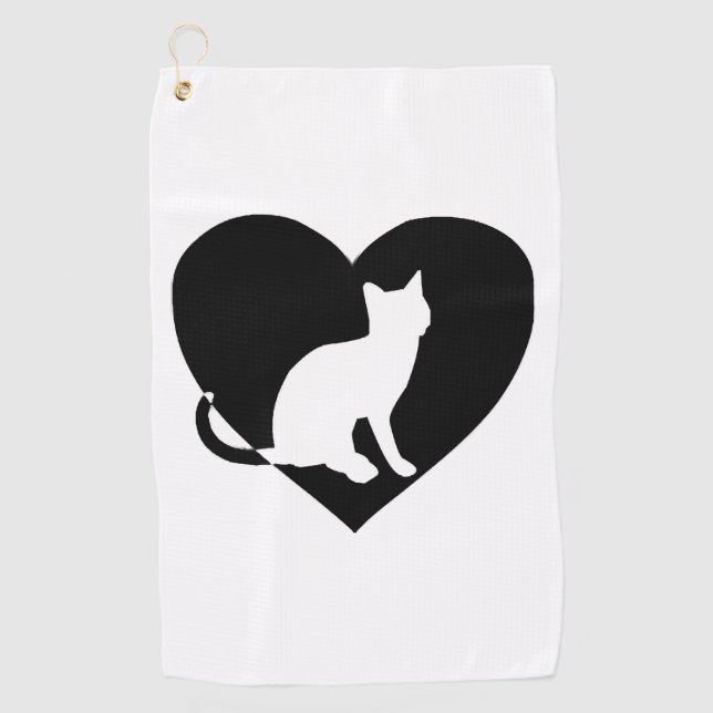 Serviette De Golf Chemise de chat - Chat à coeur pour les propriétai (Devant)