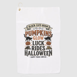 Serviette De Golf Chemise de chauffeur de camion Halloween avec chat