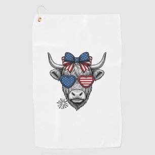 Serviette De Golf Chemise de gravure vintage de vache des Highlands 