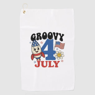 Serviette De Golf Chemise patriotique de fusée Groovy 4 juillet Desi