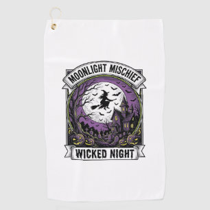 Serviette De Golf Chemise sorcière vintage Art de Halloween haunté a