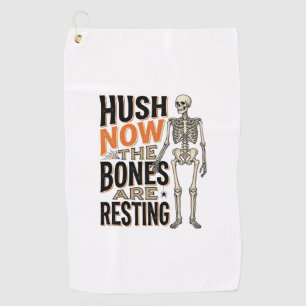 Serviette De Golf Chemise squelette drôle, gravure Halloween Hush No
