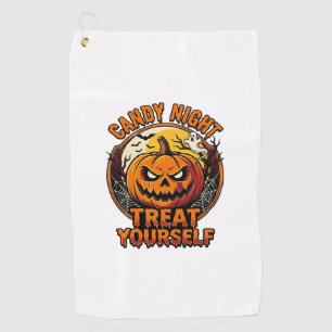 Serviette De Golf Chemise Vintage Halloween Pumpkin Treat Yourself _