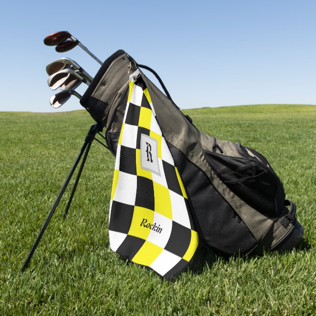 Serviette De Golf Chèque jaune noir (Vert)