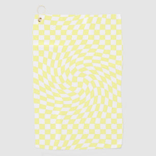 Serviette De Golf Chèques jaune clair et blanc À damiers Motif