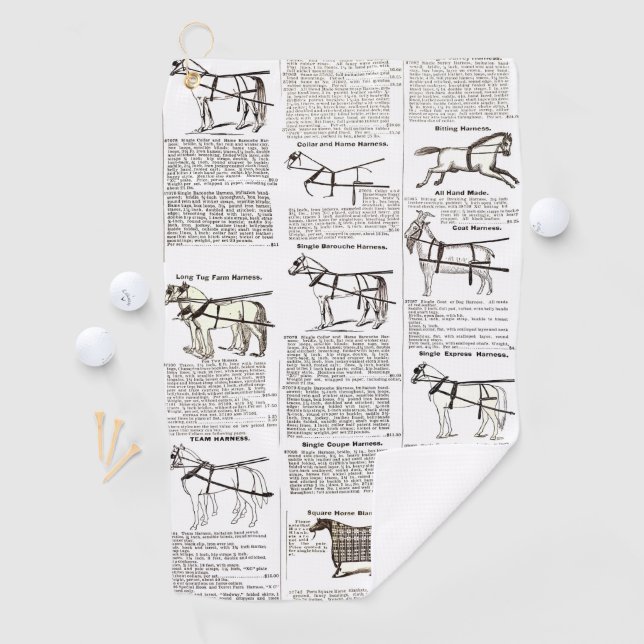 Serviette De Golf Cheval Antique Publicité Journal Art (En situation)