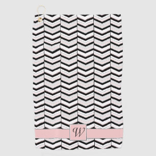 Serviette de golf Chevron noir blanc et blanc