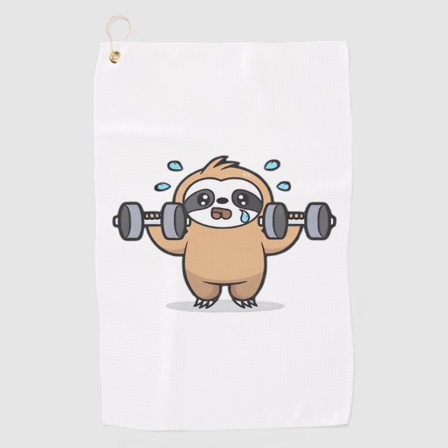 Serviette De Golf Chibi Sloth Gym Échec - Cute Kawaii Drôle Entraîne (Devant)