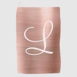 Serviette De Golf Chic Rose or brossé métal rose Monogramme