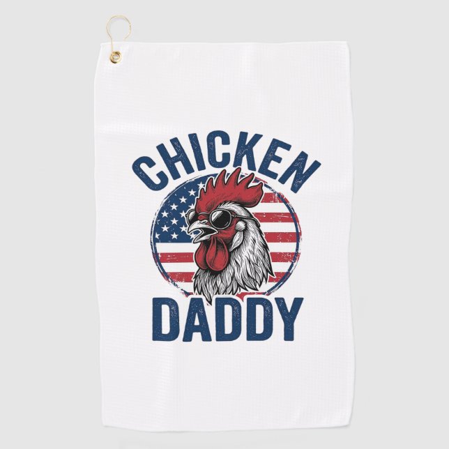 Serviette De Golf Chicken Daddy Rooster Vintage Patriotic Shirt Desi (Devant)