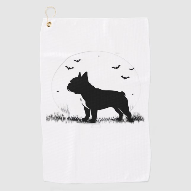 Serviette De Golf Chien à Chien à Chien - Halloween Lune Silhouette  (Devant)