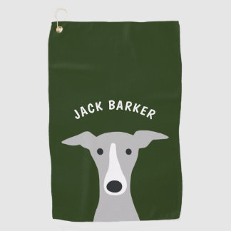 Serviette De Golf Chien à couture italien Greyhound avec nom personn