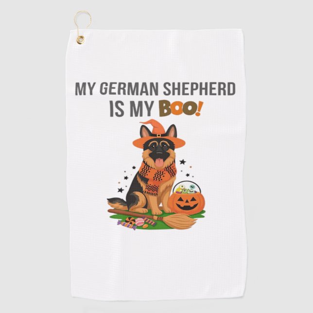 Serviette De Golf Chien à pointer germanique - Halloween Moon Si (Devant)