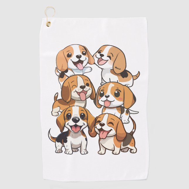 Serviette De Golf chien beagle joyeux (Devant)