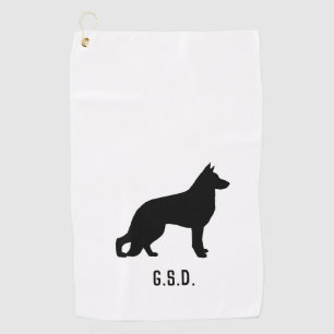 Serviette De Golf Chien berger allemand Silhouette Initiales personn