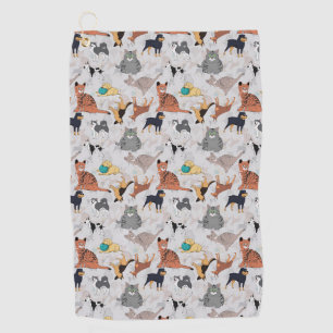 Serviette De Golf Chiens Et Chats Cutes Design Motif